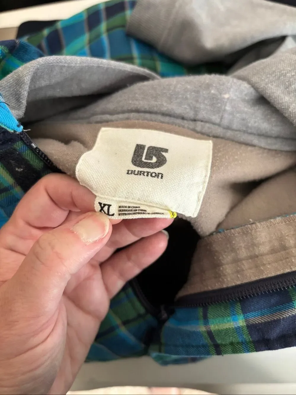 Burton Double Down Fleece Boys Plaid Jacket XL Hoodie